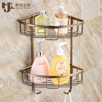 European all copper perforated bathroom rack toilet toilet triangle basket wash table storage wall hanging corner frame