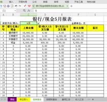 EXCEL cash bank ledger Journal automatic statistics table deposit management cashier form formula system.