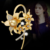 Ruyi jewelry Korean fashion accessories Tango bouquet Resin rhinestone corsage brooch Shawl buckle word pin pin