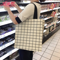 Korean version of simple hipster canvas bag womens bag art shopping bag shoulder student canvas bag