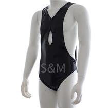 sm faux leather one-piece lingerie patent leather tight-fitting clothes seduces mens suits men also sexy pajamas