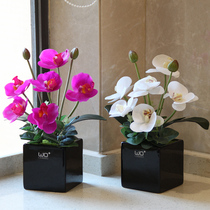 wo high emulation PU butterfly orchid floral suit modern minimalist tabletop flower meeting decoration flower with ceramic flower pot