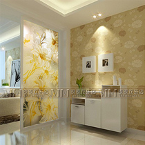 Simple modern art glass engraving tempered double-sided light transmission effect custom screen partition door hundred years of friendship