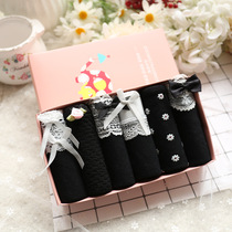 Underpants girl cotton middle and low waist students fresh black 100% cotton cute Japanese triangle pants gift box