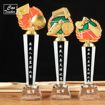 Basketball football Badminton game Crystal trophy custom creative metal engraving sports competition award gift