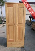 Pinewood two-door wardrobe cabinet three-door wardrobe hanging solid wood children simple modern