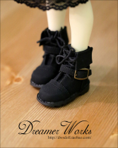 (DWS) SD BJD 3 points 4 points Doll Shoes Black Strap Single Button Short Boots 1 1 4 1 3 Great Uncles