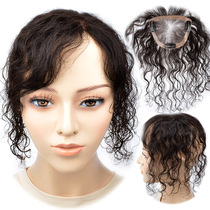 Real hair long slant bangs reissue block curly hair top cover white hair increase hair volume light and breathable Liu Hai film