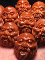 Su Gongs famous old Elder master Ding Guoying double-faced Eighteen Arhats pure handmade olive nuclear carving hand string