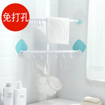 Punch-free kitchen adhesive hook rack strong suction cup hook toilet wall-mounted Hook bathroom 6 hooks