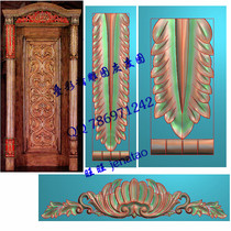 Eurostyle flower door finely carved column head flower bed applique floristic relief map grayscale fig.