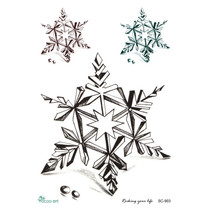 Solid Geometry Sketching Snowflake Green Large Pattern Sticker Christmas Snowflake Pattern Tattoo Sticker Waterproof Stickers