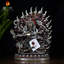 Tibetan Secret Mercy Pendulum Pieces Nepal Handmade Red Copper 6-arm Maha gallari Buddha statue 7 inch Buddha statue