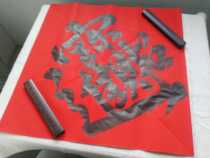 Large handwritten door panel Doufang combined characters Lucky Treasure Wuyun Mountain people write calligraphy Million-year-old red couplet paper