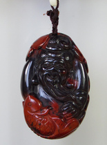 Natural Guilin Chicken blood Yusha Ridge Fancy Pendant hand to play the piece black bottom red sushi jade sculpture