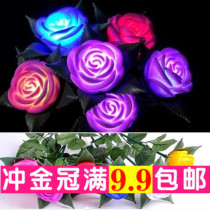 Lantern Valentines Day creative gift Romantic gift LED luminous with branches and leaves rose dreamy rose lamp