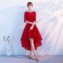 Summer womens wedding dinner party party evening dress small dress long short sleeve Korean jumpsuit