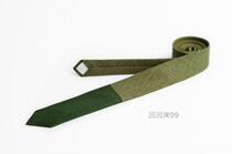 British narrow version of European trend show best selling shirt retro cotton linen solid color handmade tie army green forest green