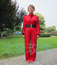 Mens and womens Mulan clothing Tai Chi clothing martial arts uniform clothing clothing fabric Korean Ice Silk stand collar Big Red