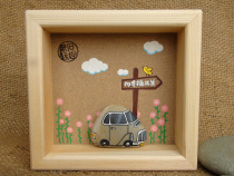 Hand-painted cute car to happy start cute warm stone fun tribe original hand-painted stone painting
