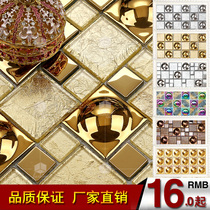 T Jingying European gold foil gold hat mosaic crystal glass plating tile bathroom TV background wall stickers