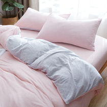 Four-piece cotton knitted bedding striped solid color quilt cover sheets 4-piece bed hats