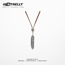 European And European Day Ensemble Retro Texture Foliage Metal Locomotive Retro Pendant Leather Punk Men And Women Necklace Ornaments