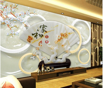 Modern Chinese custom TV sofa background wall Living room sofa TV wall Stone porcelain jade carved brick film and television wall