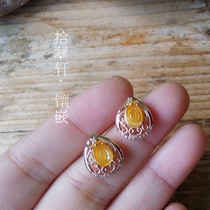(ten Cuxuan-inlaid) inlay cost details 18K rose gold orange emerald ear nail