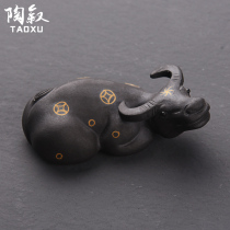 Tao Xu Yixing purple sand tea pet personality can raise Buffalo tea play famous crafts gold creative tea plate ornaments