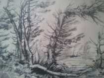 French 19th Century Sketch Landscape Antique Centennial Art Rare