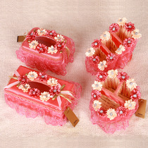 Remote control basket tissue box Fabric fashion cute creative European lace car living room pumping paper box Pastoral home