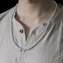 Baishi Silver Cheng Sterling Silver Ball Necklace Male 990 Silver Couple Silver Chain Long Bead Blanket Women
