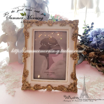 LACESHABBY European imported retro luxury home do old white relief Vine square photo frame decorative painting