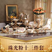 European retro resin decoration set creative luxury home living room porch decoration fruit plate vase high-end ornaments