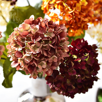 Zhigen European oil color hydrangea simulation flower fake flower decoration living room Villa decoration flower high branch ground silk flower