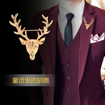 Jewelry new fashion alloy suit accessories mens female corsage retro deer head brooch Korean pin