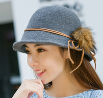 Cap Lady Autumn winter days Han version Basin Cap Fisherman Hat Rabbit Gross Ball Wool line hat Winter casual knit hat South Korea