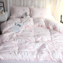 Childrens cartoon girl princess style pink rabbit double yarn baby bedding cotton four-piece cotton