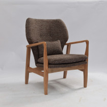 Nordic sofa chair solid wood sofa single double Danish fabric sofa solid wood recliner small apartment sofa