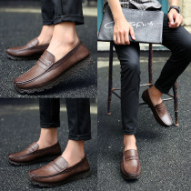 Summer Head Layer Bull Skin men Bean Bean Shoes Men Hans Edition 100 hitch genuine leather Inlan sloth thick bottom heightening casual leather shoes