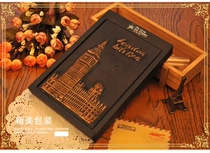 European style retro relief hardcover tower city light notebook