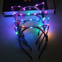 Luminous metal headwear new cat ears flashing hair hoop head buckle girl headgear selling cute hair accessories manufacturers