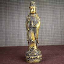 Promotional new bronze Miscellaneous exquisite ornaments antique retro gifts antique station Lian Guanyin full length portrait