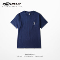 Original trend street Chinese characters Chinese characters Hip-hop tide brand short-sleeved t-shirt mens Chinese style mens and womens couple tee