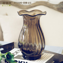 Shanshan tree light luxury creative Calla Lily relief glass flower arrangement bottle ornaments living room table purple gray green