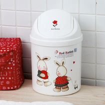 Korean Changxin Red Rabbit Peel Bucket Shake Lid Desktop Trash Can Office Creative Cartoon Garbage Storage Bucket