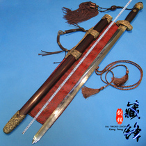  Longquan Tibetan Dragon sword Sword Red sandalwood feather pattern Steel burning blade Fine grinding Copper Guanxiao sword(unopened blade