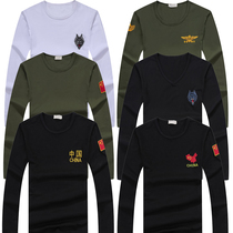 With Chinese words flag t-shirt mens army fans patriotic Air Force land special forces five-star red flag long-sleeved autumn
