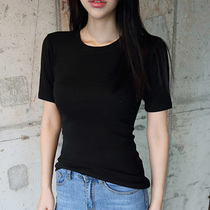Day Hair South Korea Womens Dress Every Year Classic Sexy Black Skintight short sleeve T-shirt CK705